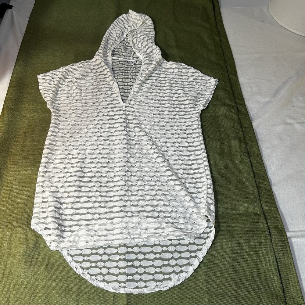 Jordan Taylor Swim Cover Up Dress Women Small White/off White Polyester Hooded